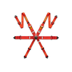 FIA 6 bodové sportovní bezpečnostní pásy MOMO PRO DRIVER FHR 2"/3" (50/76mm), červená