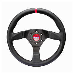 3 ramenný sportovní volant Sparco R383 CHAMPION, 330mm, kůže, 39mm odsazení, černá