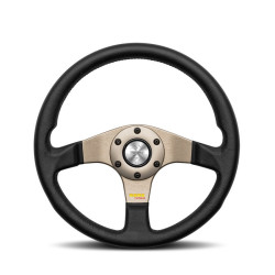 3 ramenný sportovní volant MOMO TUNER, 320mm, kůže, 40mm odsazení, černá/šedá