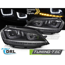 SVĚTLOMETY STŘÍBRNÉ LED SEKVENCE DRL pro VW GOLF VII 13-17