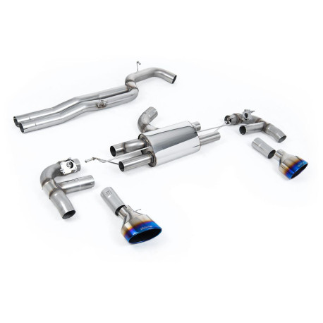 Výfukové systémy Milltek Cat-back exhaust (loudest) for Audi RS3 Saloon/Sedan 400PS (non-GPF) 2017+ - Burnt titanium tips | race-shop.cz