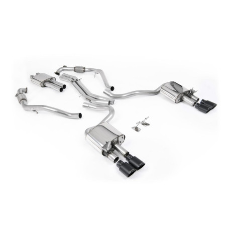 Výfukové systémy Milltek Cat-back resonated for Audi S5 V6 Turbo Coupe (B9) (Sport Diff, RHD, with brace bars) 2017+ - Cerakote black tips | race-shop.cz