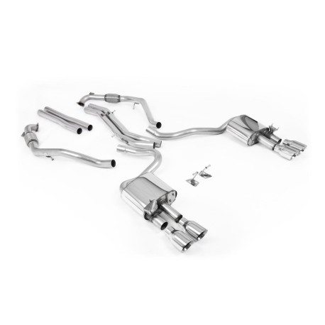 Výfukové systémy Milltek Cat-back (louder) for Audi S5 V6 Turbo Sportback (B9) (Sport Diff, RHD, with brace bars) 2017+ - Polished GT-100 tips | race-shop.cz