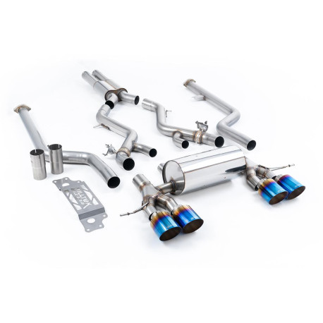 Výfukové systémy Milltek Cat-back exhaust resonated for BMW M2 Coupe (non-GPF) 2023+ - Burnt/blue titanium tips | race-shop.cz