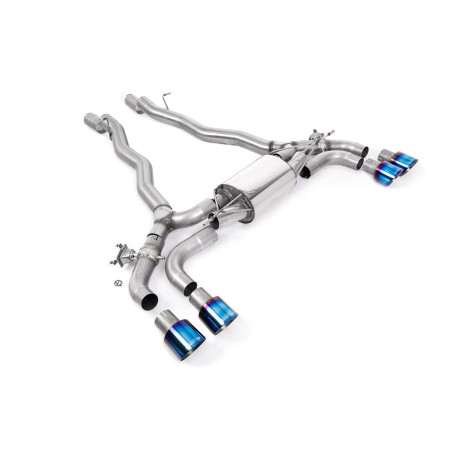 Výfukové systémy Milltek GPF-back exhaust for BMW M5 (F90) 4.4l Twin Turbo (GPF) 2020-2021 - Quad burnt/blue titanium tips | race-shop.cz