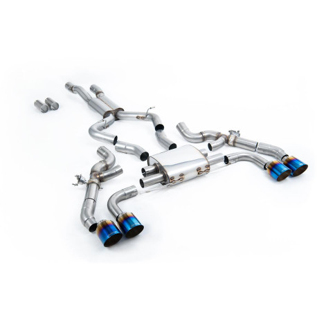 Výfukové systémy Milltek Axle-back exhaust for BMW X4 X4M/X4M Comp 3.0 (G02) (non-GPF) 2022+ - Burnt/blue titanium tips | race-shop.cz