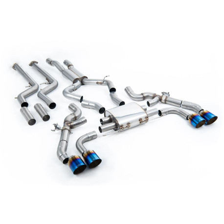 Výfukové systémy Milltek Downpipe-back exhaust for BMW X4 X4M/X4M Comp 3.0 (G02) (GPF) 2022+ - Burnt/blue titanium tips | race-shop.cz