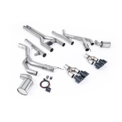 Milltek Front pipe-back exhaust for Dodge Challenger SRT Hellcat (non-GPF) 2015-2022 - Quad Cerakote black tips