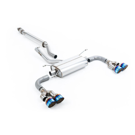 Výfukové systémy Milltek Secondary cat-back exhaust (quieter) for Toyota GR86 2.4 Litre (non-GPF) 2022+ - Quad burnt/blue titanium tips | race-shop.cz