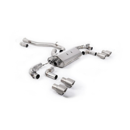 Výfukové systémy Milltek Cat-back exhaust (louder) valved for Volkswagen Golf Mk7.5 R 2.0 TSI 300PS (GPF) 2019-2022 - Quad titanium tips | race-shop.cz