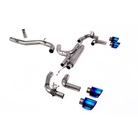 Výfukové systémy Milltek Cat-back exhaust (loudest) for Volkswagen Golf Mk8 R 2.0 TSI 320PS (non-GPF) 2022-2024 - Burnt/blue titanium tips | race-shop.cz
