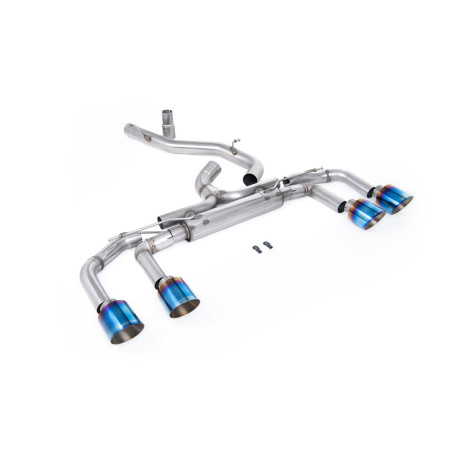 Výfukové systémy Milltek Cat-back exhaust (loudest) non-valved for Volkswagen Golf Mk8.5 R (non-GPF) 2025+ - Burnt/blue titanium tips | race-shop.cz