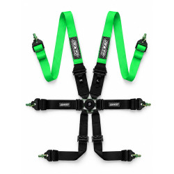 FIA 6 bodové sportovní bezpečnostní pásy RACES EVO pro HANS 2"/3" (50/76mm), fluo zelená/černá