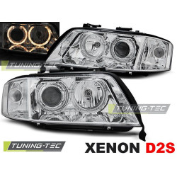 TUNING-TEC přední světla (Angel Eyes) pro XENON AUDI A6 06.01-05.04 (D2S/H7), chrom