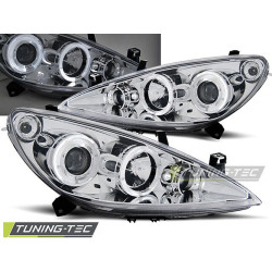 TUNING-TEC přední světla (Angel Eyes) pro PEUGEOT 307 04.01-06.05 (H1), chrom