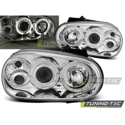 TUNING-TEC přední světla (Angel Eyes) pro VW GOLF 4 09.97-09.03 (H1), chrom, V1