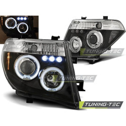 TUNING-TEC přední světla (Angel Eyes) pro NISSAN NAVARA D40/PATHFINDER 05-10 (H1, bez homologace), černá