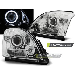 TUNING-TEC přední světla (CCFL, Angel Eyes) pro TOYOTA LAND CRUISER 120 03-09 (H1, bez homologace), chrom