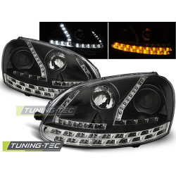 TUNING-TEC přední světla (DRL) pro VW GOLF 5 03-08 (H7/H1), černá