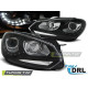 TUNING-TEC přední světla (True DRL) pro VW GOLF 6 10.08-12 (H7), černá