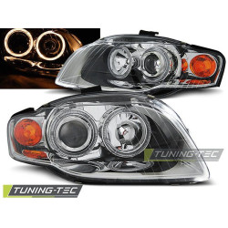 TUNING-TEC přední světla (Angel Eyes) pro AUDI A4 B7 11.04-03.08 (H7), chrom