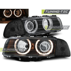 TUNING-TEC přední světla (Angel Eyes) pro BMW E38 06.94-08.98 (H7), černá