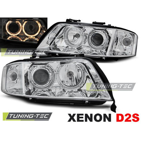 Osvětlení TUNING-TEC přední světla (Angel Eyes) pro XENON AUDI A6 10.99-06.01 (D2S/H7), chrom | race-shop.cz