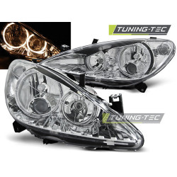 TUNING-TEC přední světla (Angel Eyes) pro PEUGEOT 307 04.01-06.05 (H7), chrom