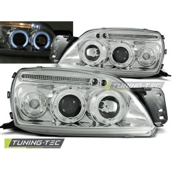 TUNING-TEC přední světla (Angel Eyes) pro FORD FIESTA MK5 09.99-04.02 (H1), chrom