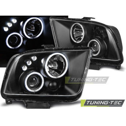 TUNING-TEC přední světla (Angel Eyes) pro FORD MUSTANG 04-09 (H3/H1, bez homologace), černá