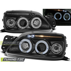 TUNING-TEC přední světla (Angel Eyes) pro FORD FIESTA MK5 09.99-04.02 (H1), černá