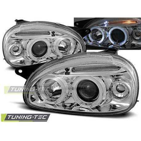 Osvětlení TUNING-TEC přední světla (Angel Eyes) pro OPEL CORSA B 02.93-10.00 (H1), chrom, V2 | race-shop.cz