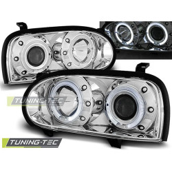 TUNING-TEC přední světla (Angel Eyes) pro VW GOLF 3 09.91-08.97 (H1), chrom, V2