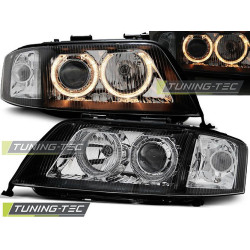 TUNING-TEC přední světla (Angel Eyes) pro AUDI A6 05.97-06.01 (H7), černá