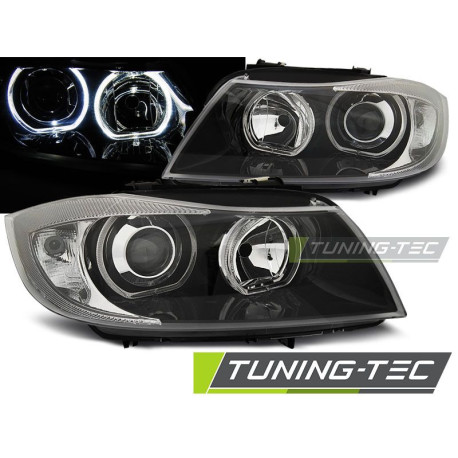Osvětlení PŘEDNÍ SVĚTLA ANGEL EYES LED ČERNÁ pro BMW E90/E91 03.05-11 | race-shop.cz