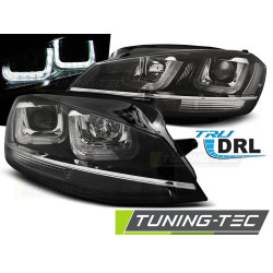 SVĚTLOMETY U-LED SVĚTLE ČERNÁ S CHROMOVANOU LINKOU pro VW GOLF 7 11.12-17