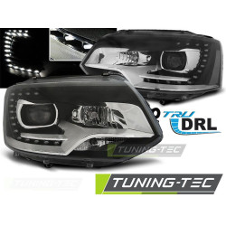 TUNING-TEC přední světla (True DRL) pro VW T5 2010-15 (H7), černá, V2