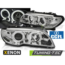 TUNING-TEC přední světla (CCFL, Angel Eyes) pro XENON BMW E46 04.03-06 COUPE CABRIO (D2S/H1), chrom