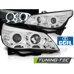 TUNING-TEC přední světla (CCFL, Angel Eyes, LED směrovka) pro BMW E60/E61 03-07 (H7), chrom