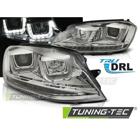 Osvětlení SVĚTLOMETY U-LED LIGHT DRL CHROME pro VW GOLF 7 11.12-17 | race-shop.cz