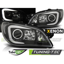 TUNING-TEC přední světla (Xenon, Tube Light) pro SUBARU IMPREZA II GD 06-07 (D2S/H1, bez homologace), černá