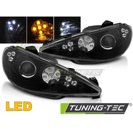 Osvětlení PEUGEOT 206 02-ANGEL EYES BLACK LED | race-shop.cz