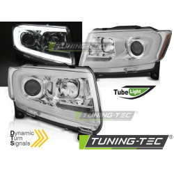 TUNING-TEC přední světla (Tube Light, SEQ) pro CHRYSLER JEEP GRAND CHEROKEE 11-13 (H9, bez homologace), chrom