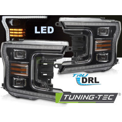 ČERNÉ LED PŘEDNÍ SVĚTLO S DENNÍM svícením pro FORD F150 MK13 17-20