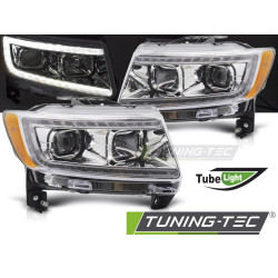 TUNING-TEC přední světla (Tube Light) pro CHRYSLER JEEP GRAND CHEROKEE 11-13 (H7/H1, bez homologace), chrom
