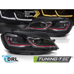 TUNING-TEC LED přední světla (DRL, SEQ) pro VW GOLF VII 17-19 (H7), červená