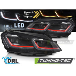Přední světlomety FULL LED pro VW GOLF VII 13-17 (červené sekvencované denní svícení)