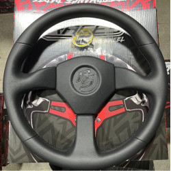 3 ramenný sportovní volant RACES Emblema, 350mm, perforovaná ekokůže, bez odsazení, černá