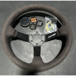 3 spoke steering wheel RACES Colore, 350mm, microfiber suede, 90mm offset, grey