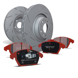 Přední sada EBC PD07KF335 - Brzdové kotouče Ultimax Grooved + brzdové destičky Redstuff Ceramic